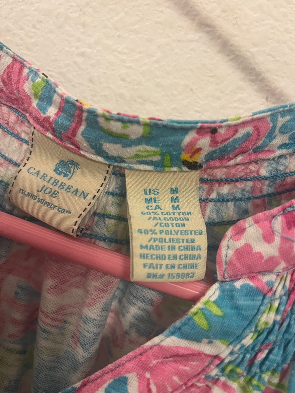 Caribbean Joe Flamingo Tropical Shift Dress Medium | Pink Blue Sleeveless Beach - Picture 15 of 16